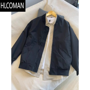 HLCOMAN美式cleanfit哈灵顿夹克套装男浅色立领情侣棒球服飞行服外套