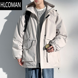 HLCOMAN2024新款夹棉男加绒加厚棉服青少年宽松防寒棉衣外套