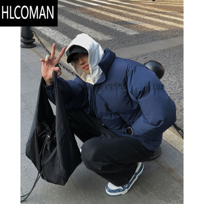 HLCOMAN藏青色美式高街cleanfit短款羽绒棉服男款冬季加厚棉衣外套面包服