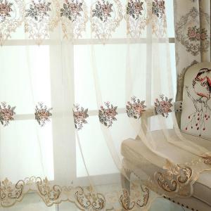 家柏饰(CORATED)欧式风格窗帘新款纱帘简欧米色客厅卧室两层全遮光飘窗帘成品