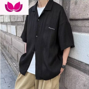 七斓日系cityboy古巴领短袖冰丝衬衫男女夏季ins高级感宽松休闲垂感衣