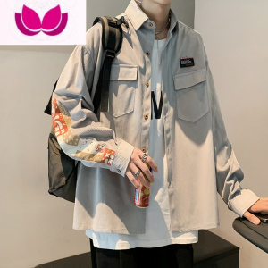 七斓灯芯绒衬衫男长袖韩版宽松ins潮流百搭痞帅衬衣港风日系秋季外套