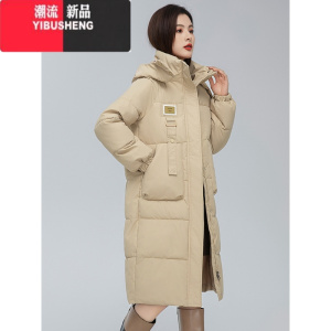 YIBUSHENG2023年冬季新款棉服女韩版宽松中长过膝羽绒棉衣活帽加厚棉袄外套