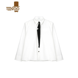 YANXU 可拆领带设计感垫肩长袖衬衫男宽松廓形简约纯色开衫