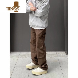 YANXU美式复古B01版型伐木裤男女棕色修身高街水洗做旧工艺VIBE工装裤
