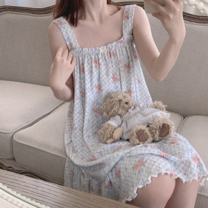SHANCHAO吊带睡裙女款薄款2023年新款纯欲性感带胸垫夏季孕妇睡衣