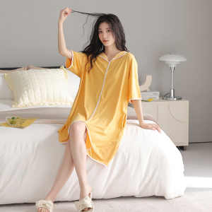 SHANCHAO睡裙女生夏季凉感莫代尔带胸垫家居服薄款纯色高级感外穿孕妇睡衣