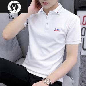 HongZun2023年新款polo衫男装青年半袖休闲翻领时尚刺绣T恤夏季潮流上衣