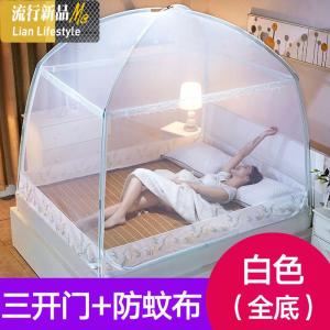 大床拉链回字底蚊帐坐床式1.5X2 三开方顶蒙古包1.8X2米纹账 三维工匠
