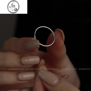JiMi不掉色极简线圈 925银银戒指女精致极简光面素圈小众设计超细指环