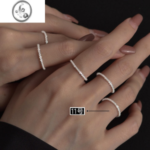 JiMiS925银银戒指女小众设计满天星波光粼粼高级感ins潮食指尾戒指环