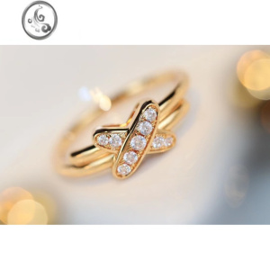 JiMi交叉戒指女镶嵌银银玫瑰金轻奢ins流行设计感欢缘X形婚戒指环