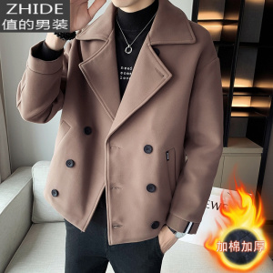 SUNTEK风衣男士2020新款短款毛呢子大衣英伦风秋冬季韩版潮流设计感外套风衣