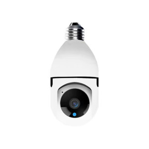 无线360度人形追踪灯泡式监控摄像头WIFI网络手机远程免打孔家用室内高清夜视语音对讲 红外夜视+灯座款