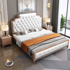 美式实木床乡村1.8米双人床轻奢软包1.5米现代简约储物床主卧欧式公主床婚床