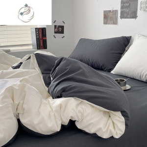 舒适主义极简白色丨ins风文艺高级感水洗棉四件套床单1.8被套三件套床笠款