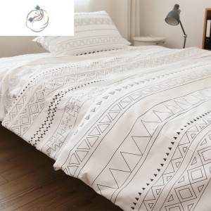 舒适主义白色恋人床单几何图案日系被套枕套被罩床笠条格干净简约
