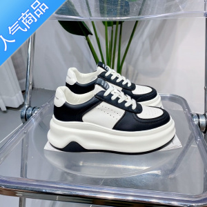 SUNTEK芭慕秀厚底小白鞋女熊猫板鞋2023秋季新款增高系带休闲运动鞋