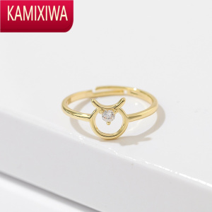 KAMIXIWA十二星座锆石戒指女时尚个性日式轻奢小众设计指环网红开口食指戒