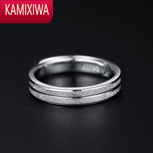 KAMIXIWA戒指情侣款对戒女设计小众999足银开口可调节闭口男时尚个性