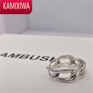 KAMIXIWA戒指银编织链条设计 小众手饰银食指戒情侣男女对戒礼物