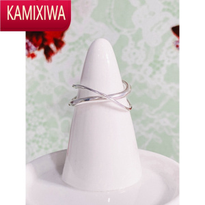 KAMIXIWA设计双层扭扭戒指时尚欧美双螺旋指环银个性指环食指环