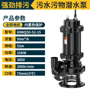 法耐(FANAI)大功率排污泵污水泵抽粪泥浆排污泵三相潜水泵化粪池抽水机22KW