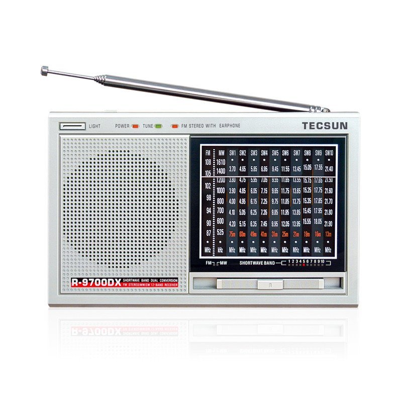 德生(Tecsun) R-9700DX 全波段二次变频立体声收音机 （银灰色）