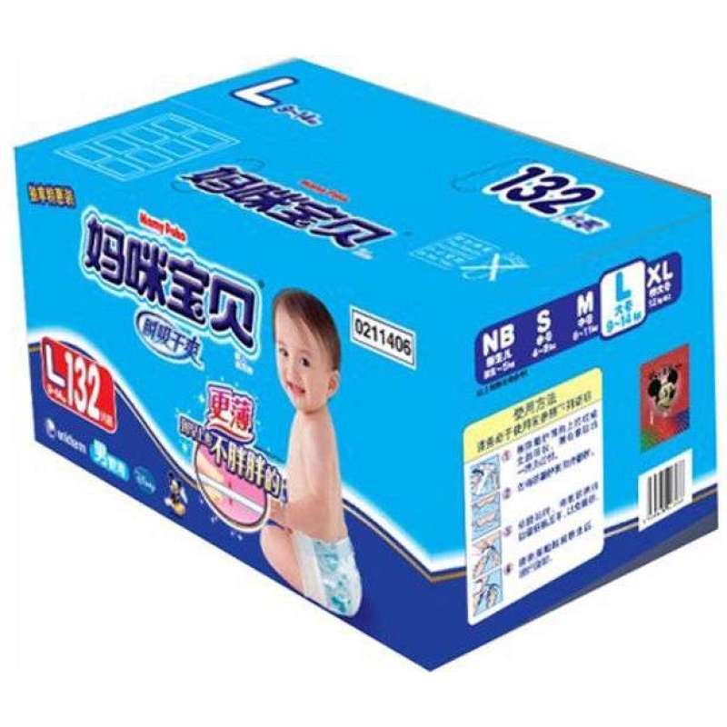 妈咪宝贝纸尿裤瞬吸干爽L男132片(婴儿渠道)