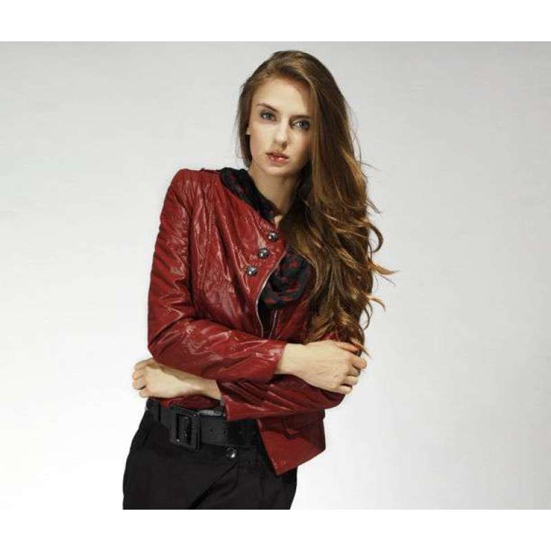 风笛短棉衣酒红03377(S)