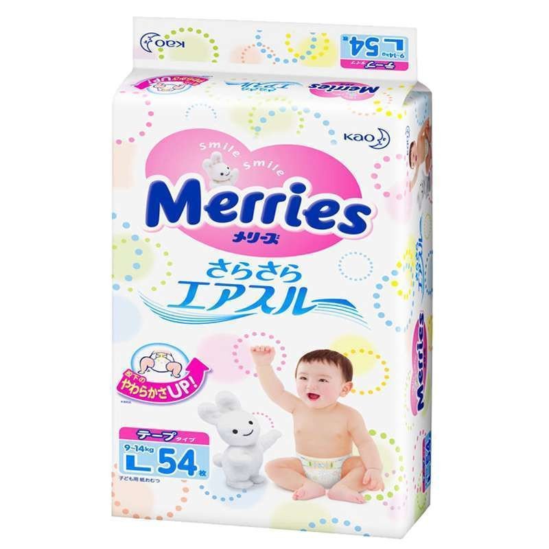 花王(Merries)妙而舒纸尿裤大号L54片【9-14kg】(日本原装进口)