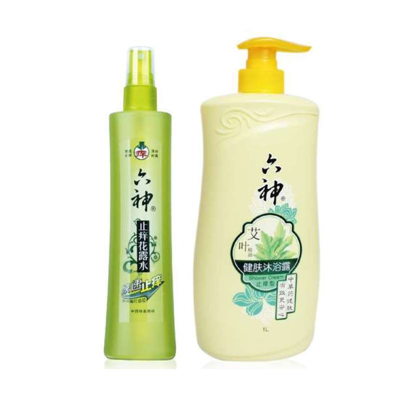六神健肤止痒套装(六神艾叶健肤沐浴露(止痒型)1L+六神喷雾止痒花露水180ML)