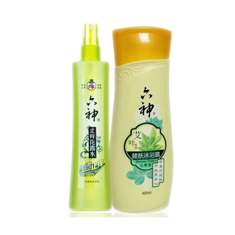 六神夏季健肤驱蚊套装(六神喷雾驱蚊花露水180ML+六神艾叶健肤沐浴露(止痒型)450ML)