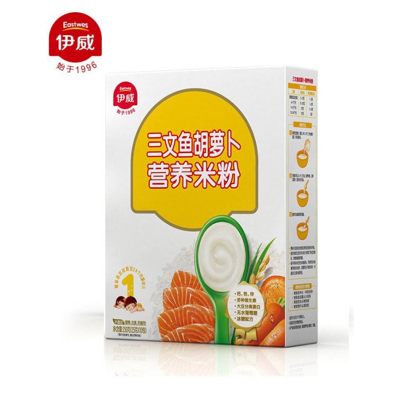 伊威(eastwes)三文鱼胡萝卜营养米粉250g