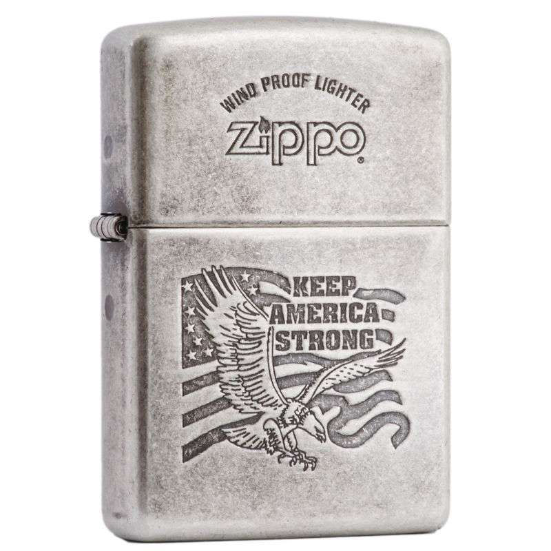 ZIPPO打火机SC1401 仿古银星条旗美国鹰 121FB/AW48