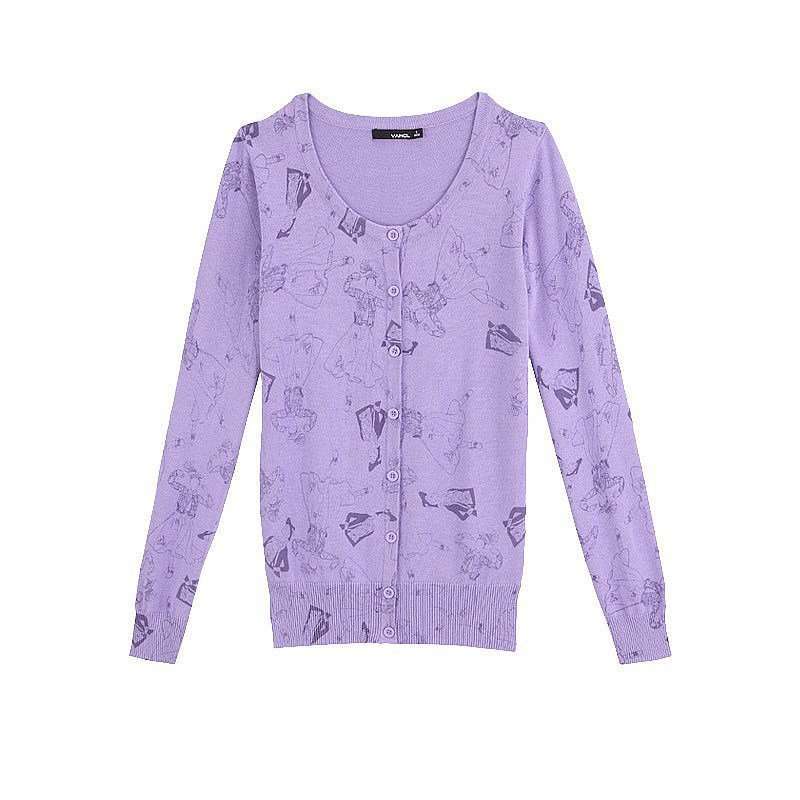 VANCL凡客诚品 时尚人物印花开衫 浅紫色 XL
