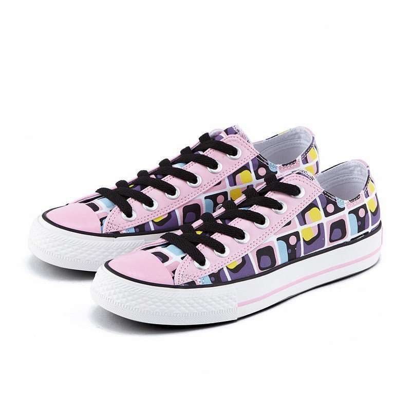 VANCL凡客诚品 COOL彩方格图案低帮帆布女鞋 粉红色 34