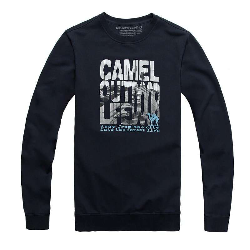 CAMEL骆驼户外休闲水洗棉男款宝蓝色卫衣2F09013 M