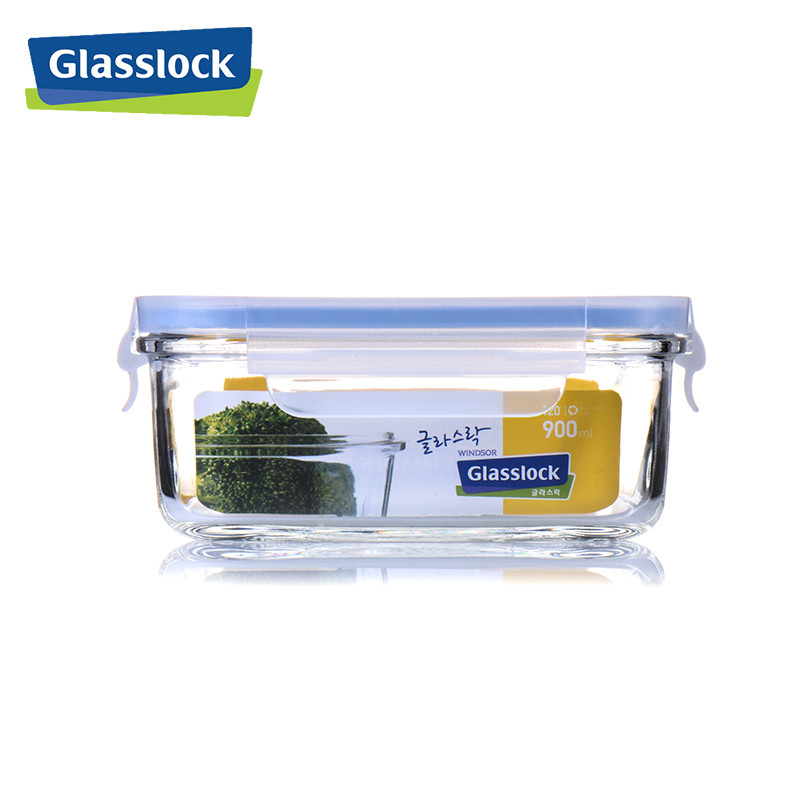 三光云彩Glasslock钢化玻璃保鲜盒正方形MCSB-090(RP522) 900ML