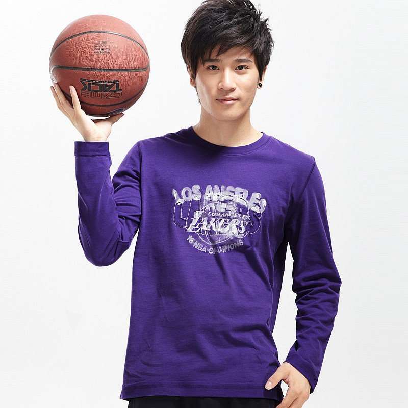 VANCL凡客诚品 男士NBA球队磨毛长袖T恤38884湖人紫色XXL