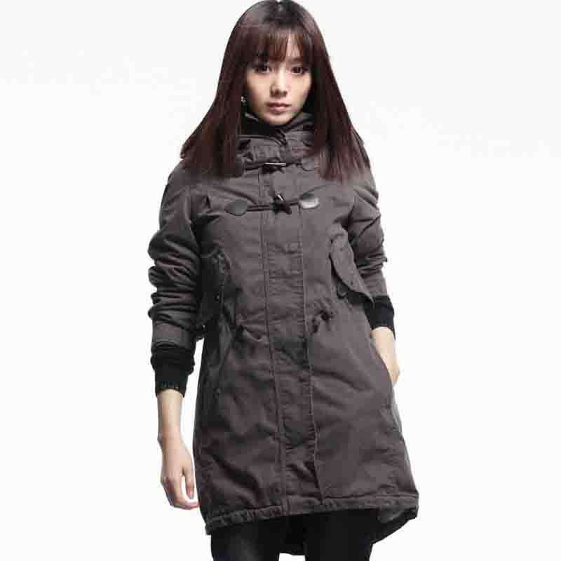 sdeer圣迪奥专柜正品牛角扣收腰实用棉服2481955德国灰/87(S)