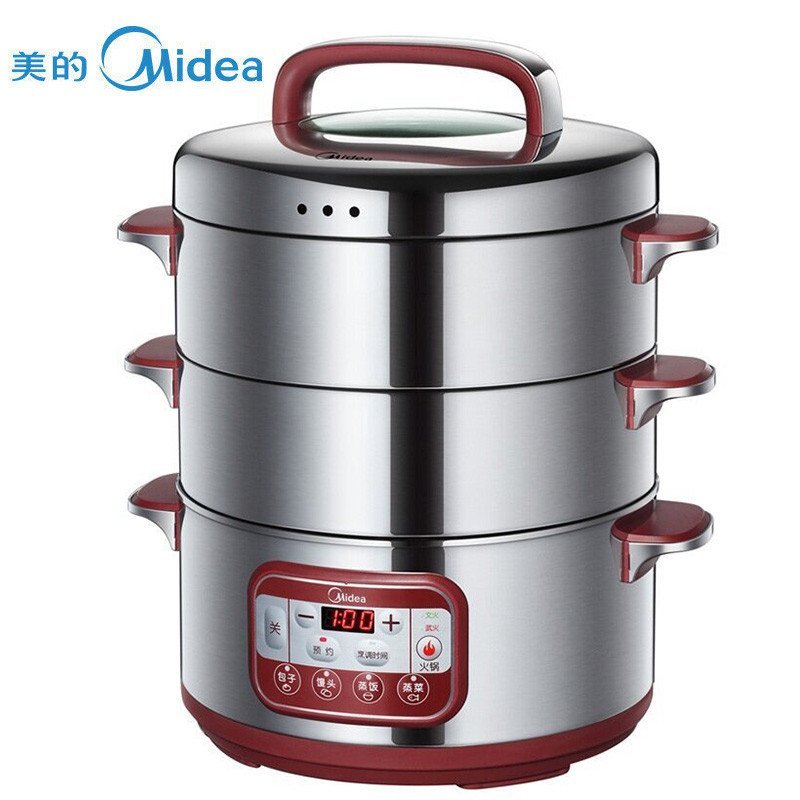 美的（Midea)SYS28-22优质不锈钢 智能 可预约 电蒸锅 3层蒸锅