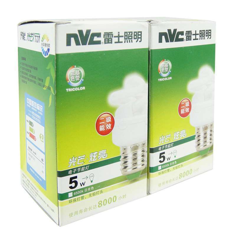 雷士照明 节能灯YPZ220-5W-螺旋-E27-6500K(白光)(2支装)
