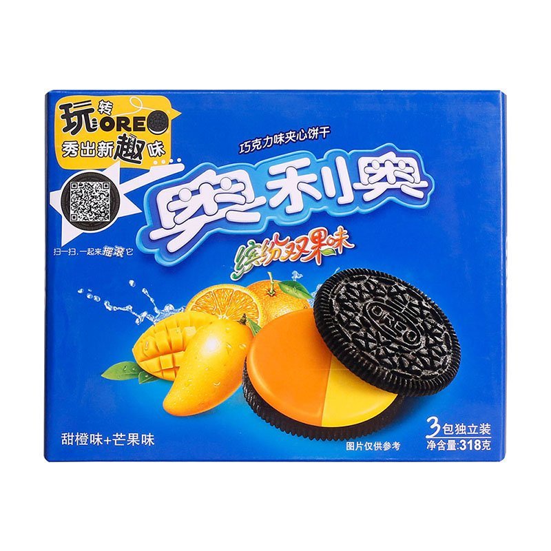 奥利奥缤纷双果夹心饼干甜橙芒果味318g