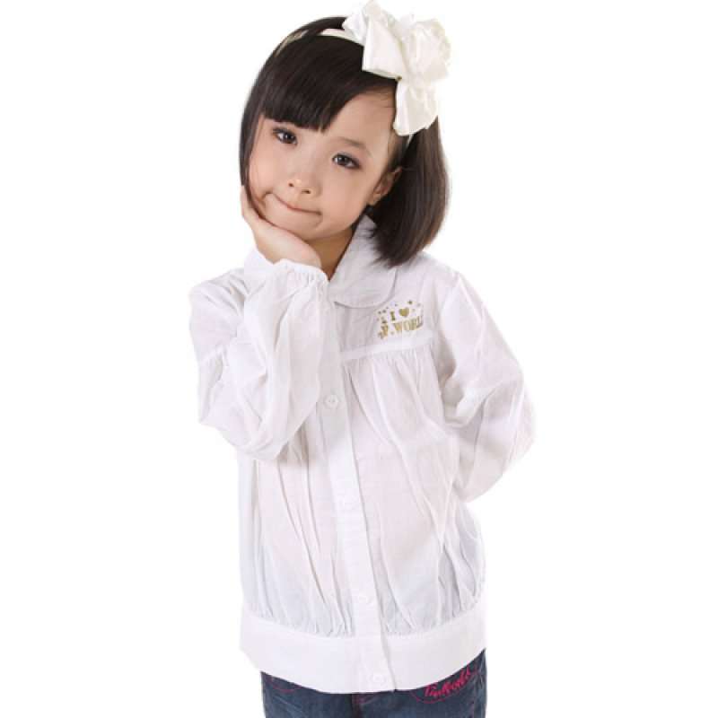 凡兜童装女童平织长袖衬衫180320232白色/150