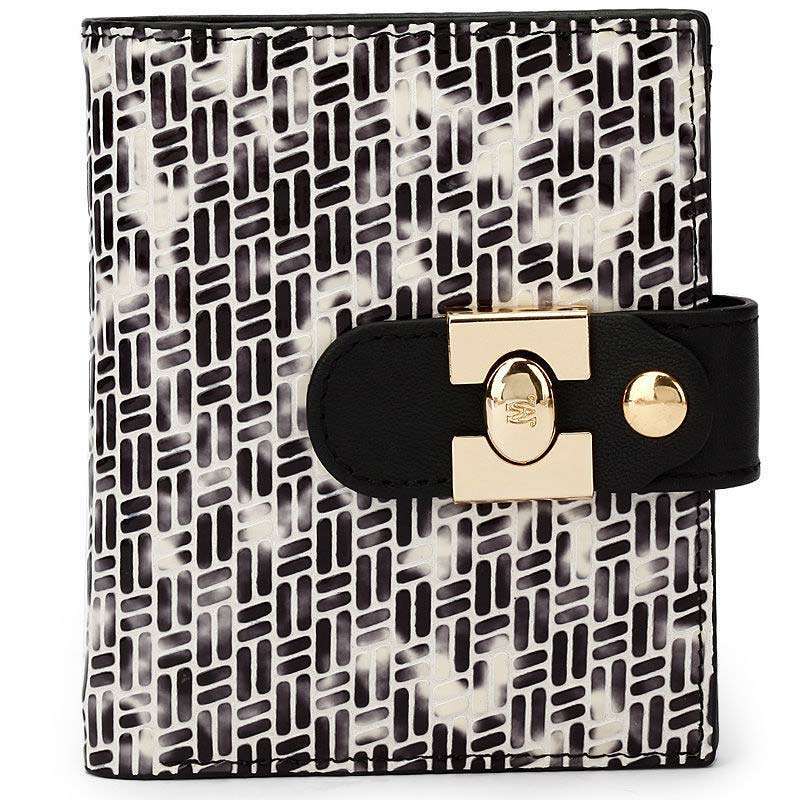 万里马wanlima压花多卡位牛皮钱夹钱包31423538700黑/白