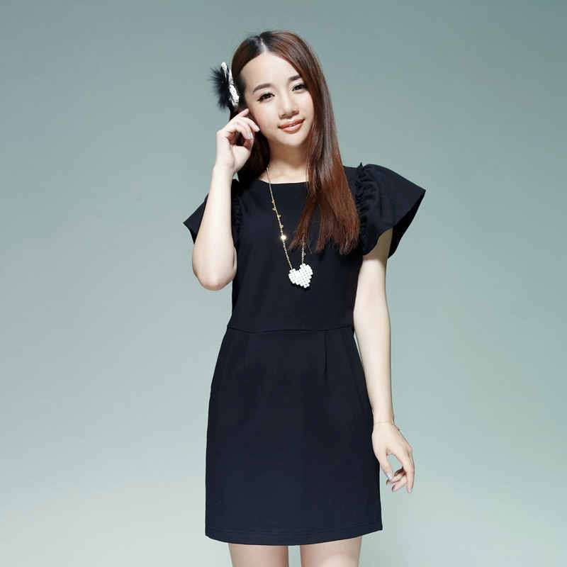 唐狮 女式 女短袖针织连衣裙613122104407(黑色M)