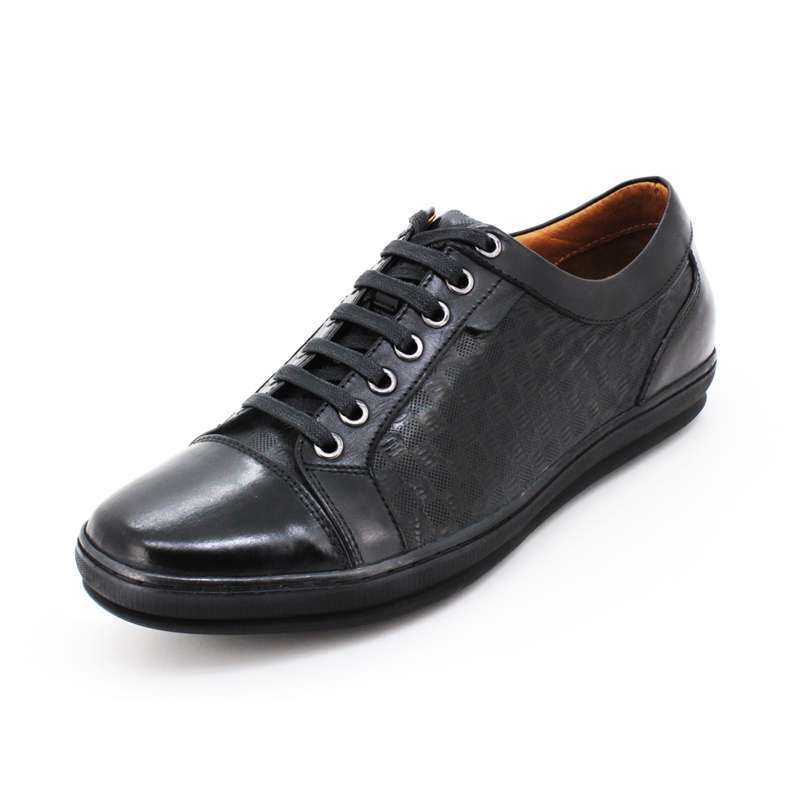 波派Propet 英伦格纹真皮系带圆头休闲皮鞋pm01401-09黑色44