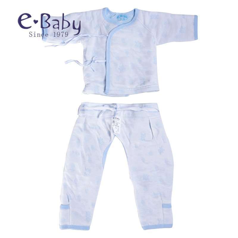 如意宝贝厚棉提花系带和服开裆套装E112008蓝色52