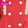 DEESHA笛莎女童韩版中长款夹棉呢外套大衣1119248粉色150
